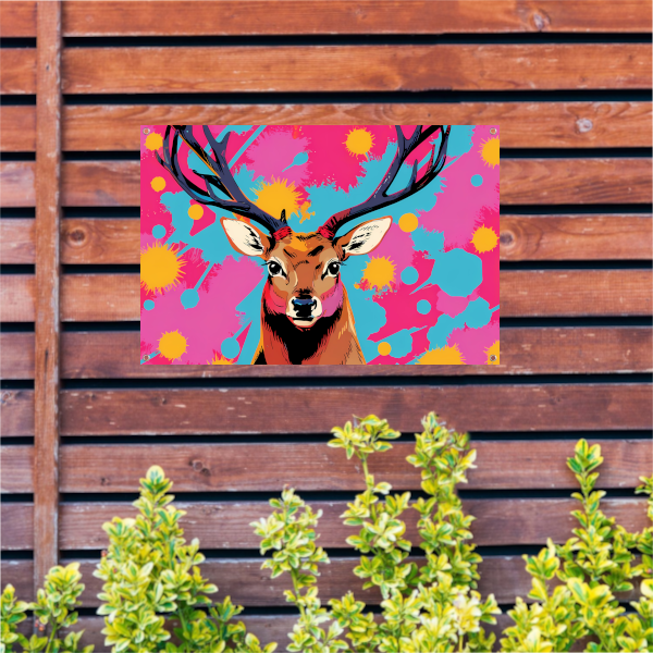 Kleurrijk hert in popart stijl schilderij tuinposter