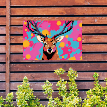 Kleurrijk hert in popart stijl schilderij tuinposter
