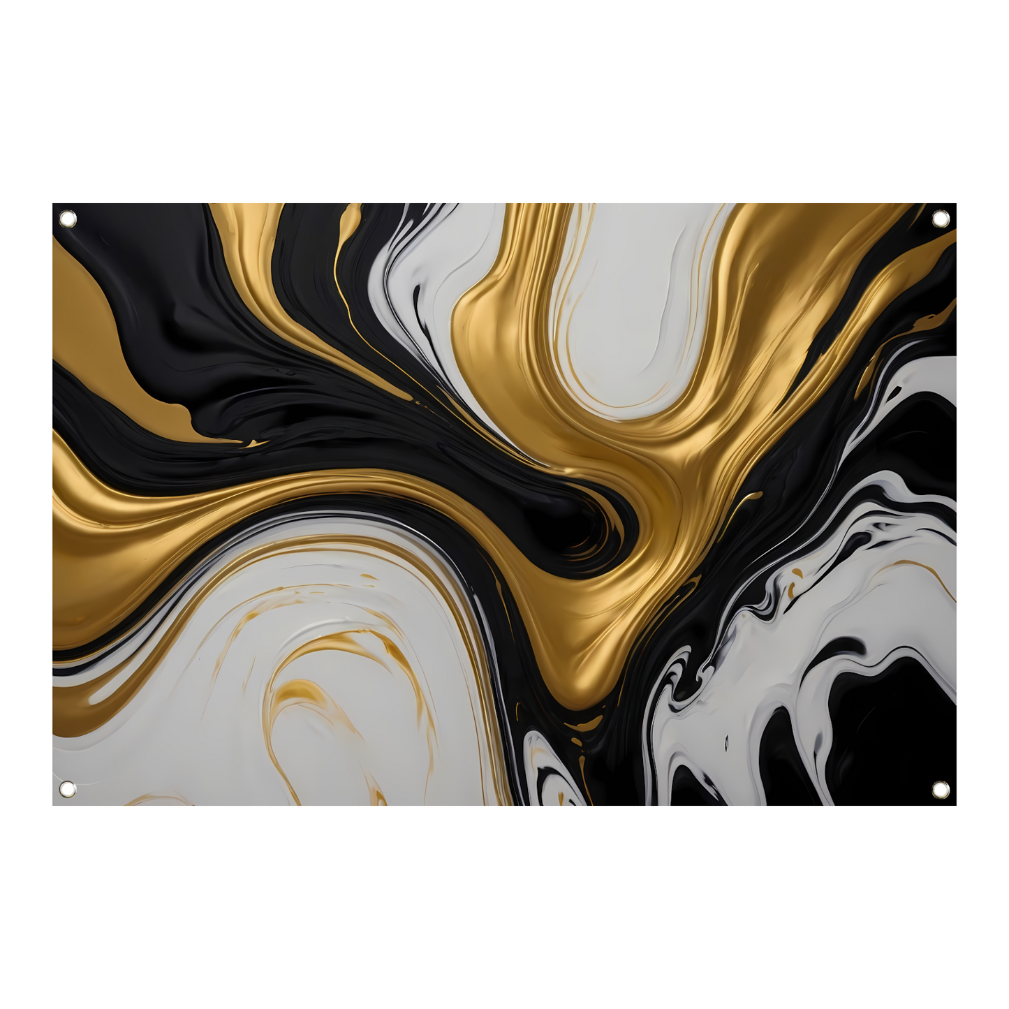 Abstract spel van zwart, wit en gouden tinten tuinposter