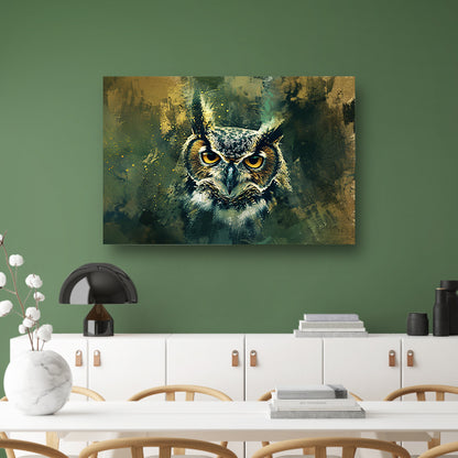 Mysterieuze uil portret in rustieke kleuren canvas
