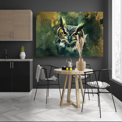 Mysterieuze uil portret in rustieke kleuren canvas