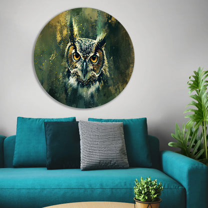 Mysterieuze uil portret in rustieke kleuren forex muurcirkel