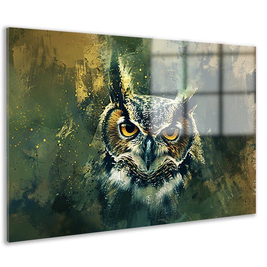 Mysterieuze uil portret in rustieke kleuren acrylglas