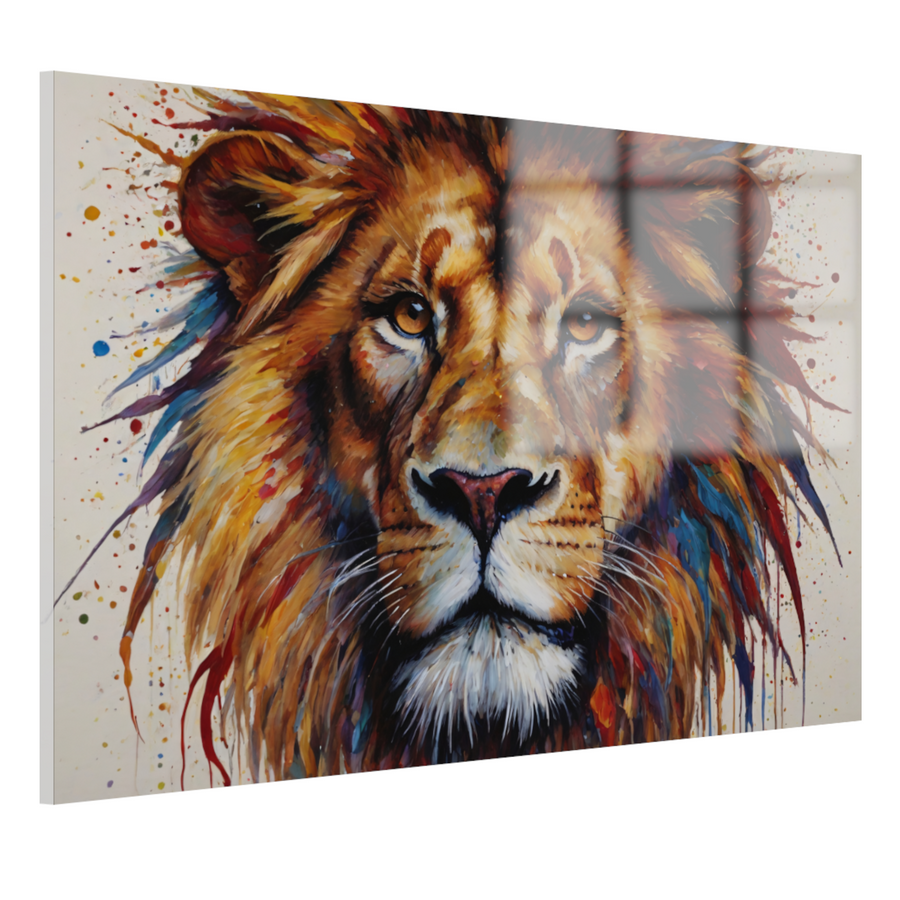 De Leeuw: Een Symfonie in Kleur en Kracht acrylglas