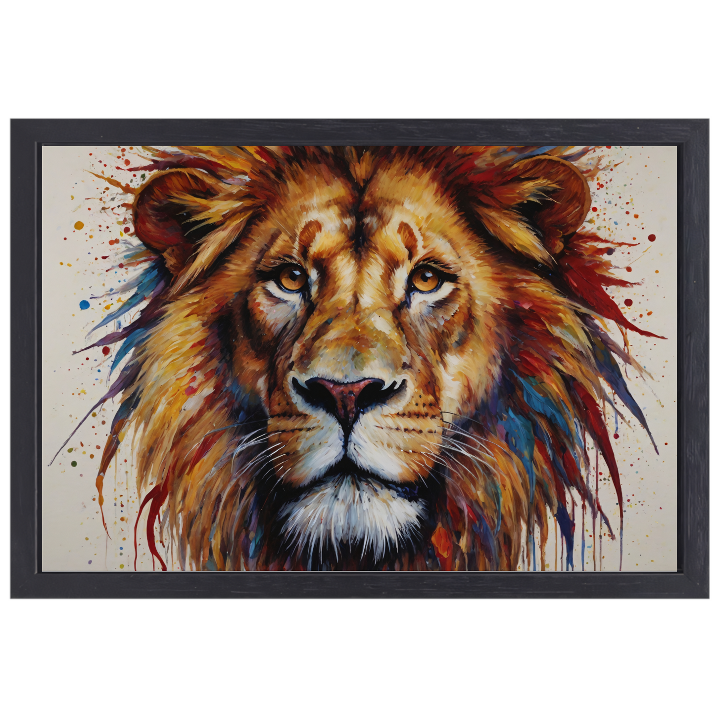 De Leeuw: Een Symfonie in Kleur en Kracht canvas met baklijst