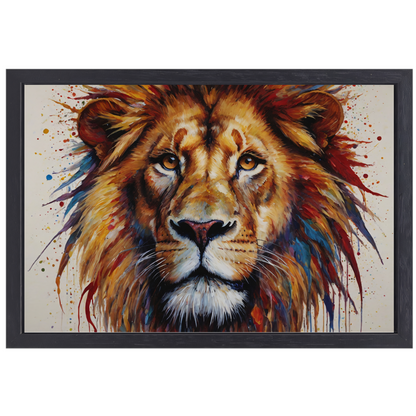 De Leeuw: Een Symfonie in Kleur en Kracht canvas met baklijst