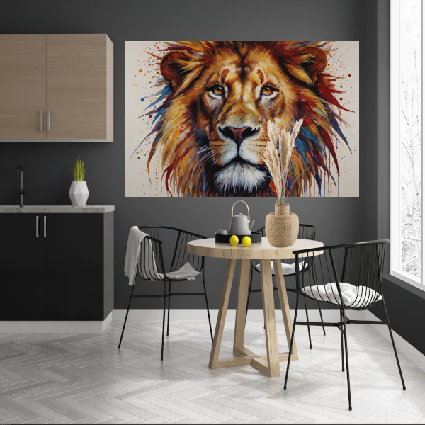 De Leeuw: Een Symfonie in Kleur en Kracht canvas met baklijst