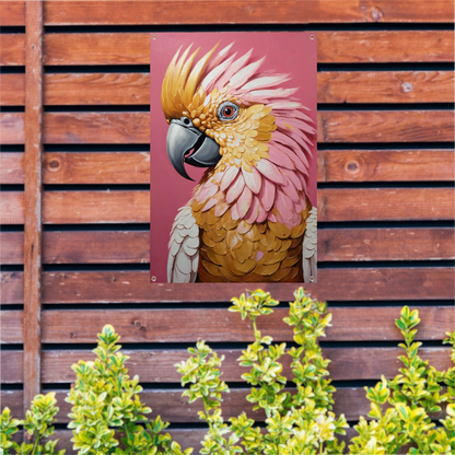 Impressionistische Papegaai in Goud en Roze tuinposter