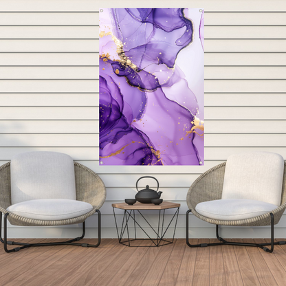 Paarse inkt en gouden aderen abstract tuinposter