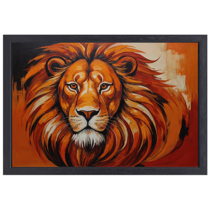 Majestueuze Leeuw in Vurige Kleuren canvas met baklijst