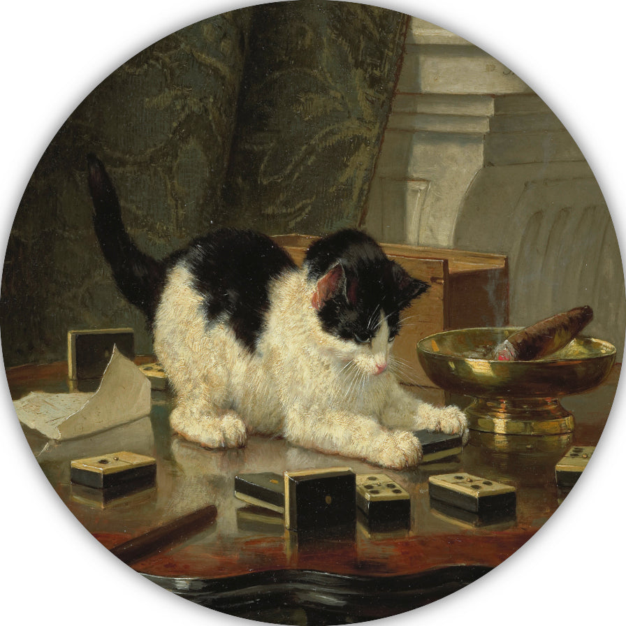 Speelplezier van een Kat - Henriëtte Ronner-Knip aluminium muurcirkel