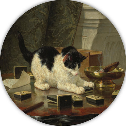 Speelplezier van een Kat - Henriëtte Ronner-Knip aluminium muurcirkel