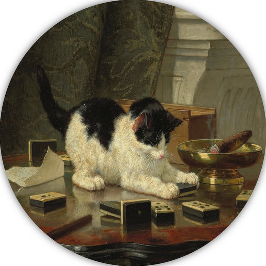 Speelplezier van een Kat - Henriëtte Ronner-Knip aluminium muurcirkel