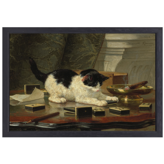 Speelplezier van een Kat - Henriëtte Ronner-Knip canvas met baklijst