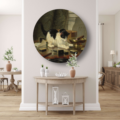 Speelplezier van een Kat - Henriëtte Ronner-Knip aluminium muurcirkel