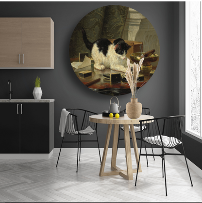 Speelplezier van een Kat - Henriëtte Ronner-Knip aluminium muurcirkel
