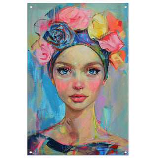 Vrouw met bloemen tuinposters
