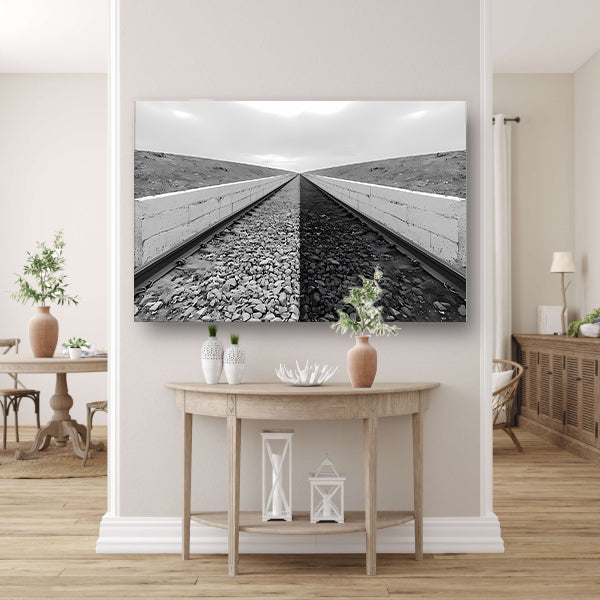 Eindeloze sporen tussen ommuurde grenzen acrylglas