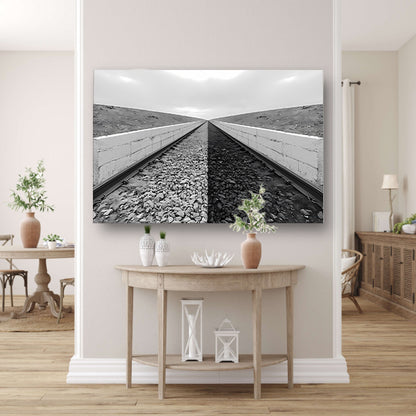 Eindeloze sporen tussen ommuurde grenzen acrylglas