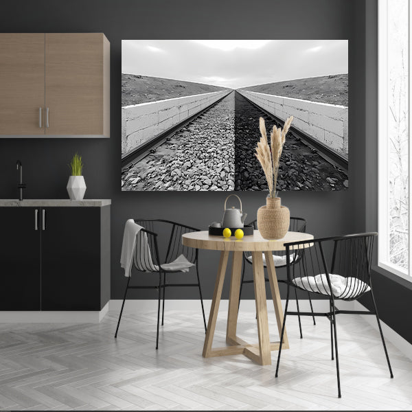 Eindeloze sporen tussen ommuurde grenzen acrylglas