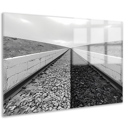 Eindeloze sporen tussen ommuurde grenzen acrylglas