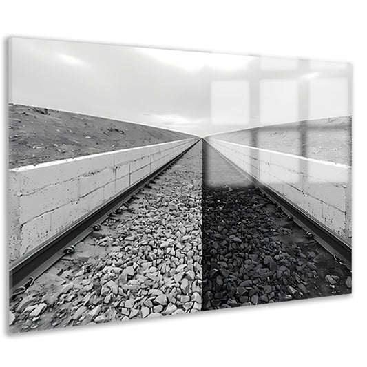 Eindeloze sporen tussen ommuurde grenzen acrylglas