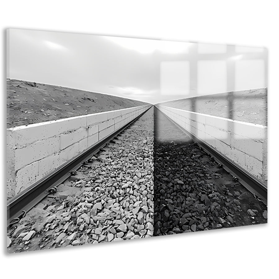 Eindeloze sporen tussen ommuurde grenzen acrylglas