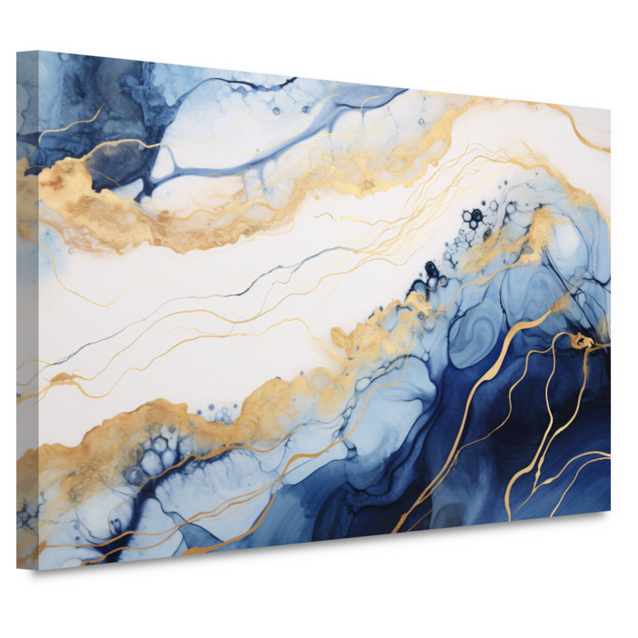 Blauw-witte abstracte compositie canvas