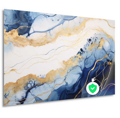 Blauw-witte abstracte compositie poster