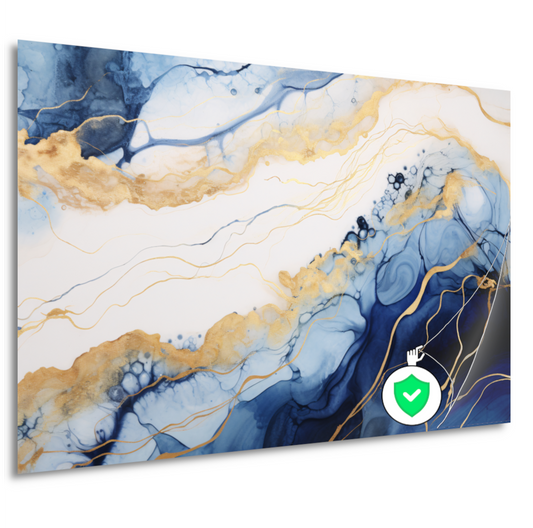 Blauw-witte abstracte compositie poster
