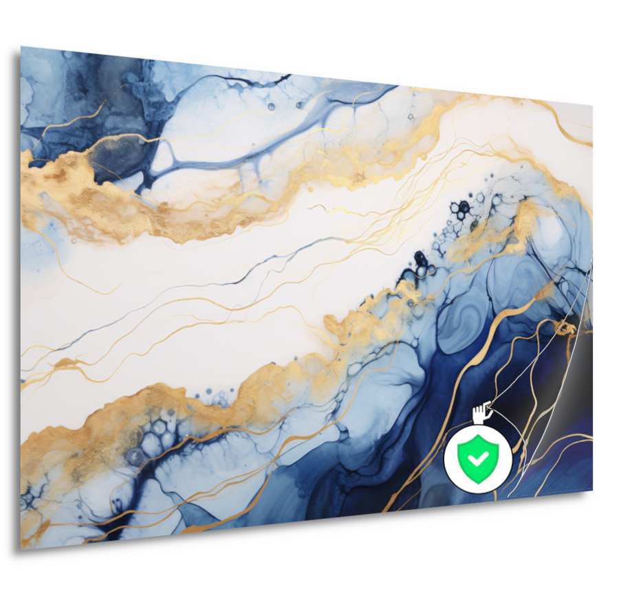 Blauw-witte abstracte compositie poster