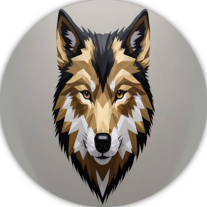 Geometrische Abstracte Wolf in Moderne Kleuren aluminium muurcirkel