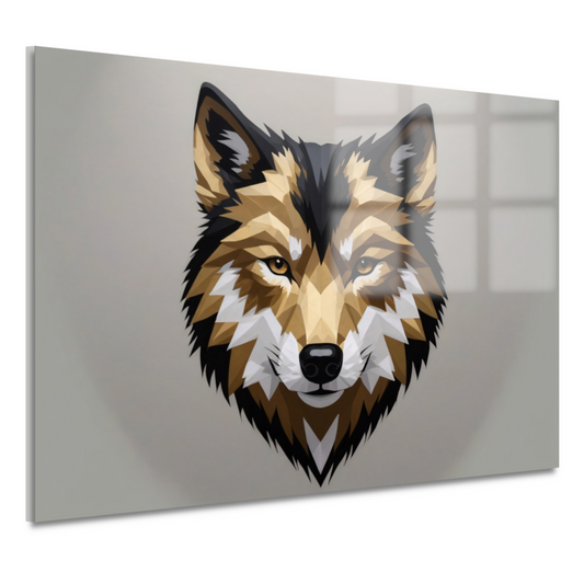 Geometrische Abstracte Wolf in Moderne Kleuren acrylglas