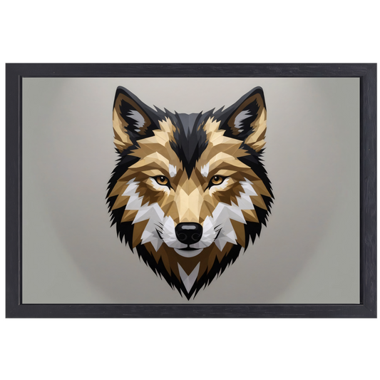 Geometrische Abstracte Wolf in Moderne Kleuren canvas met baklijst