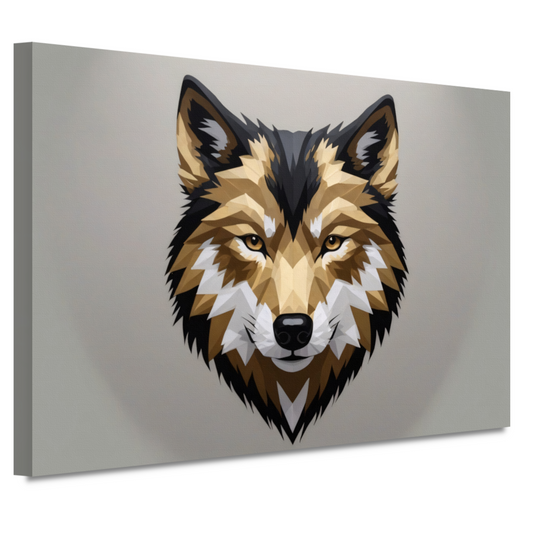 Geometrische Abstracte Wolf in Moderne Kleuren canvas