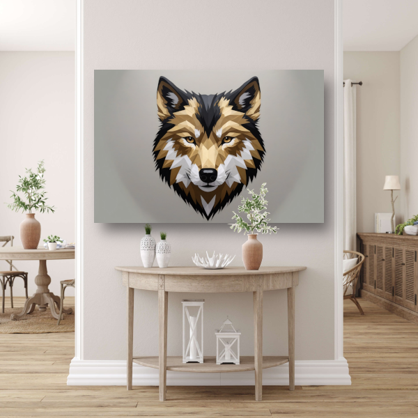 Geometrische Abstracte Wolf in Moderne Kleuren poster