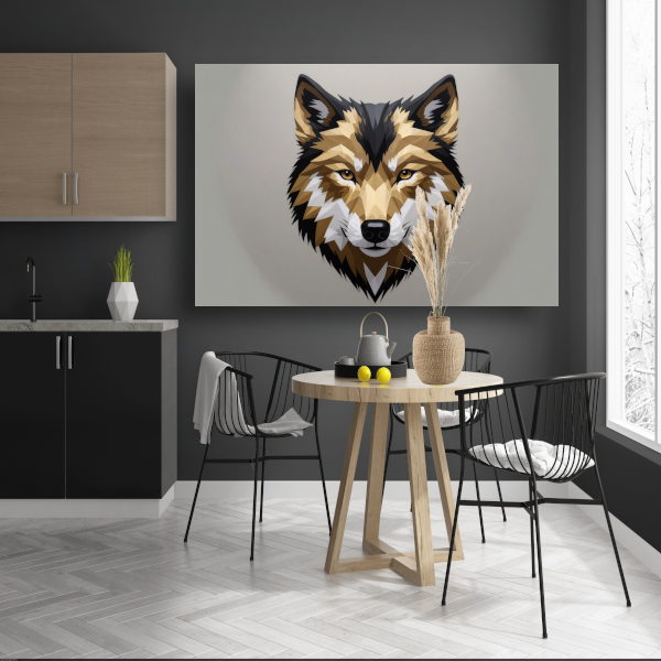 Geometrische Abstracte Wolf in Moderne Kleuren poster