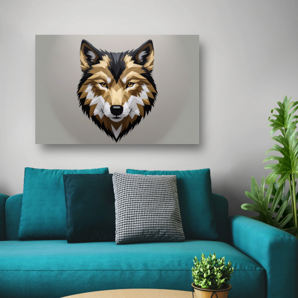 Geometrische Abstracte Wolf in Moderne Kleuren poster