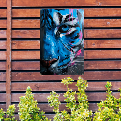 Levendige abstracte tijger in graffiti stijl tuinposter