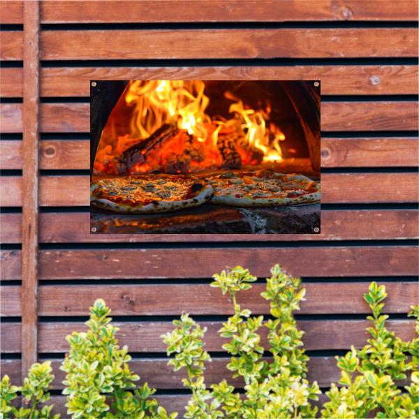 Minimalistische pizza in de oven tuinposter
