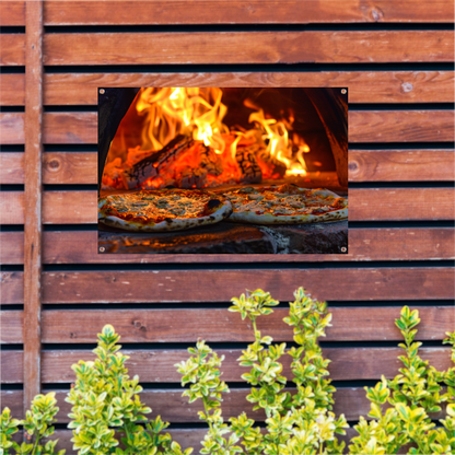Minimalistische pizza in de oven tuinposter