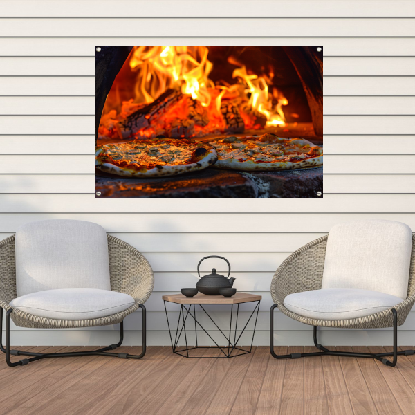 Minimalistische pizza in de oven tuinposter