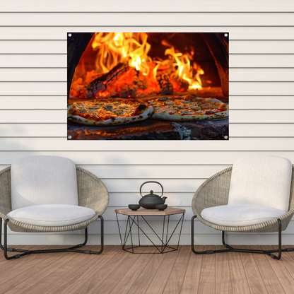 Minimalistische pizza in de oven tuinposter