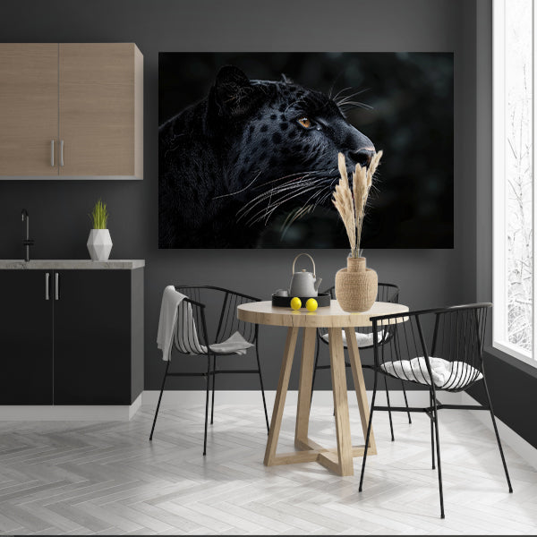 Gedetailleerd portret van zwarte panter in profiel acrylglas