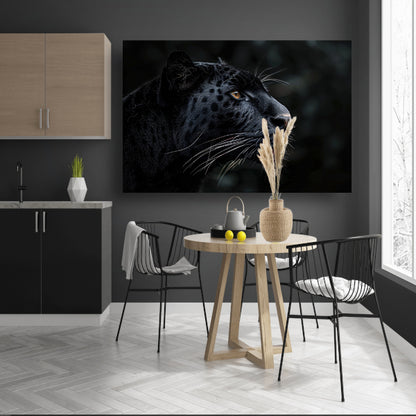 Gedetailleerd portret van zwarte panter in profiel acrylglas