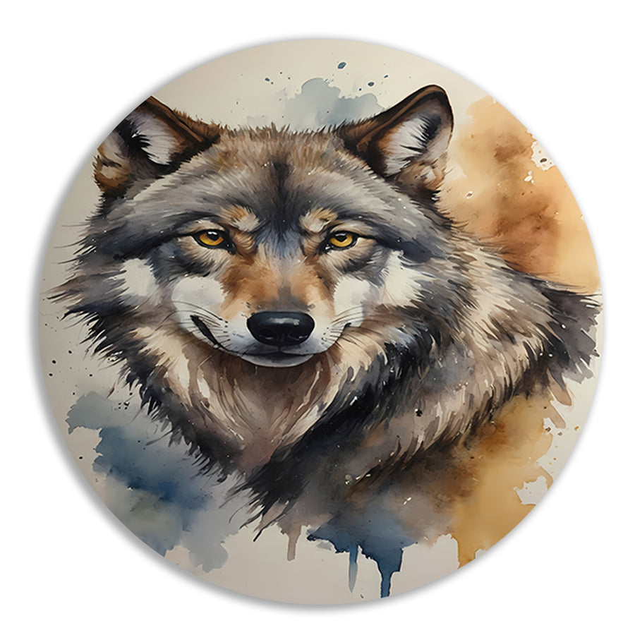 Abstracte Wolf in Levendige Waterverf forex muurcirkel