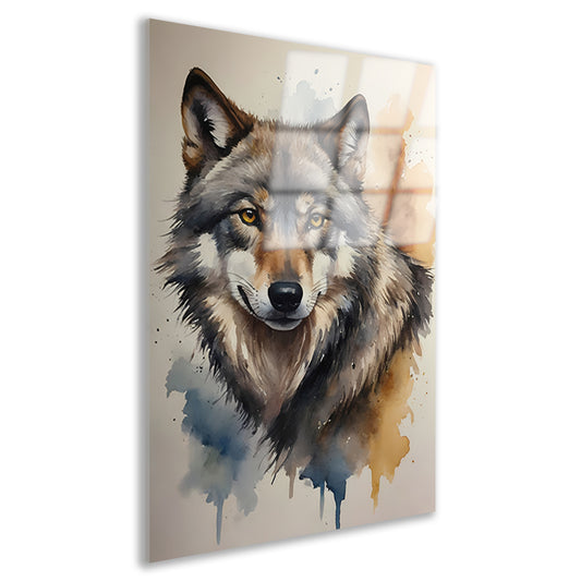 Abstracte Wolf in Levendige Waterverf acrylglas
