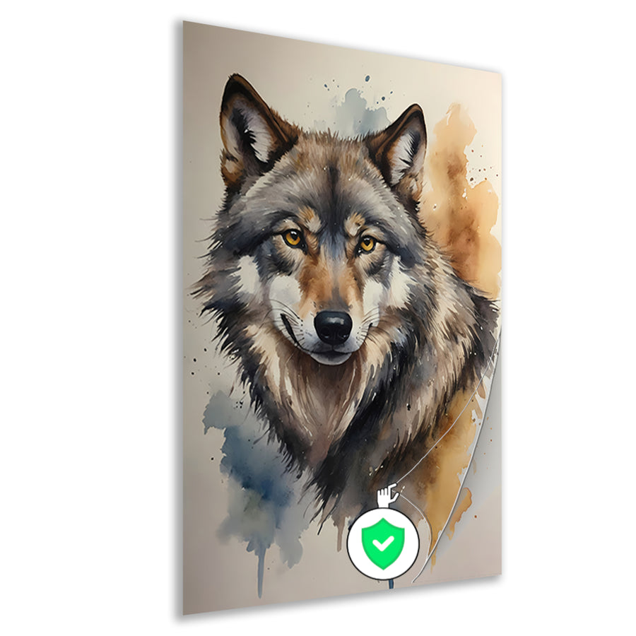 Abstracte Wolf in Levendige Waterverf poster