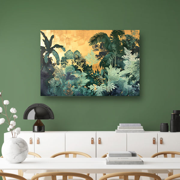 Levendige jungle in moderne kunststijl poster