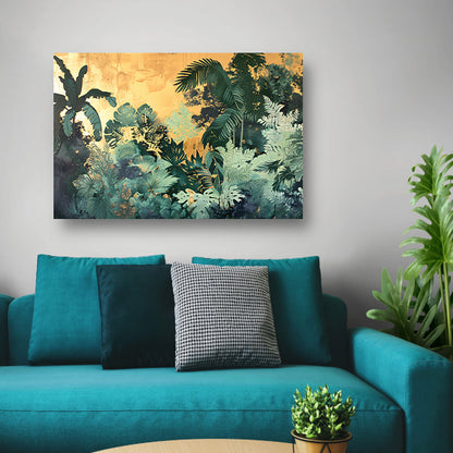 Levendige jungle in moderne kunststijl poster